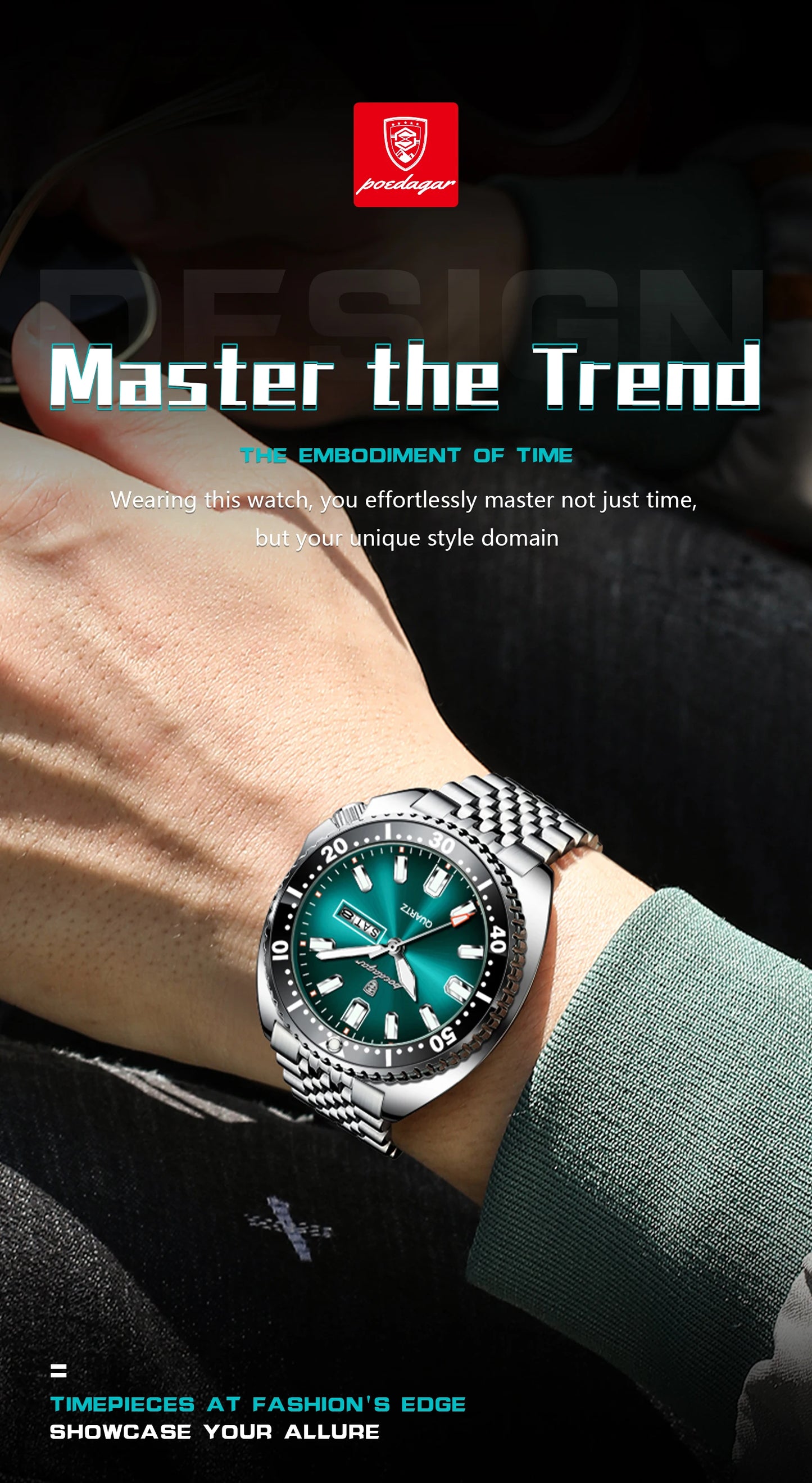 POEDAGAR Luxury Business Men Watch Date Week Waterproof Luminous Man Wristwatch Sport Stainless Steel Quartz Men's Watches Reloj Beauty World Shop