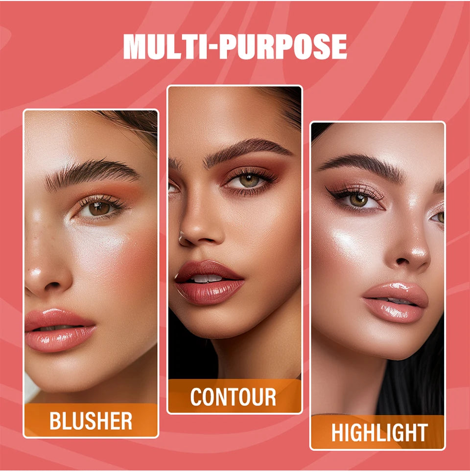 Professional Makeup Powder Blush 12HR Wear Vegan Formula Blusher Makeup Blush in Bar Cosmetics Palette Powder Pink Cream Face Beauty World Shop