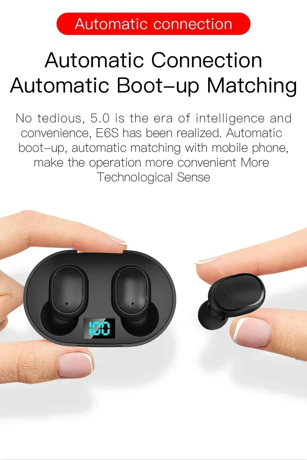 E6S Wireless Bluetooth Earphones TWS Bluetooth Headset Wireless Earbuds Noise Cancelling Earphones with Microphone Headphones Beauty World Shop