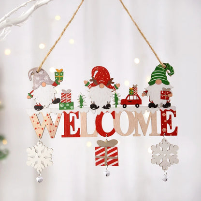 Gnome Santa Claus Wooden Hanging Ornament 2024 Merry Christmas Decoration for Home Door Xmas Tree Pendants Navidad New Year 2025 Beauty World Shop