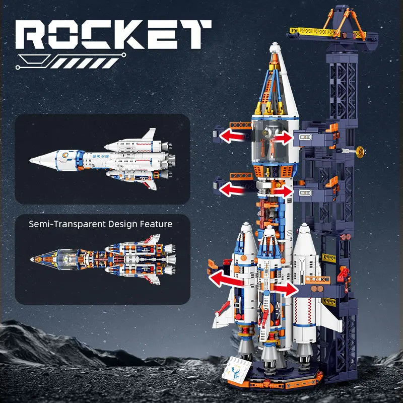 Manned Rocket Model Building Blocks Space Station Construction Toy Rocket Bricks City Architecture Kids STEM Toys Beauty World Shop