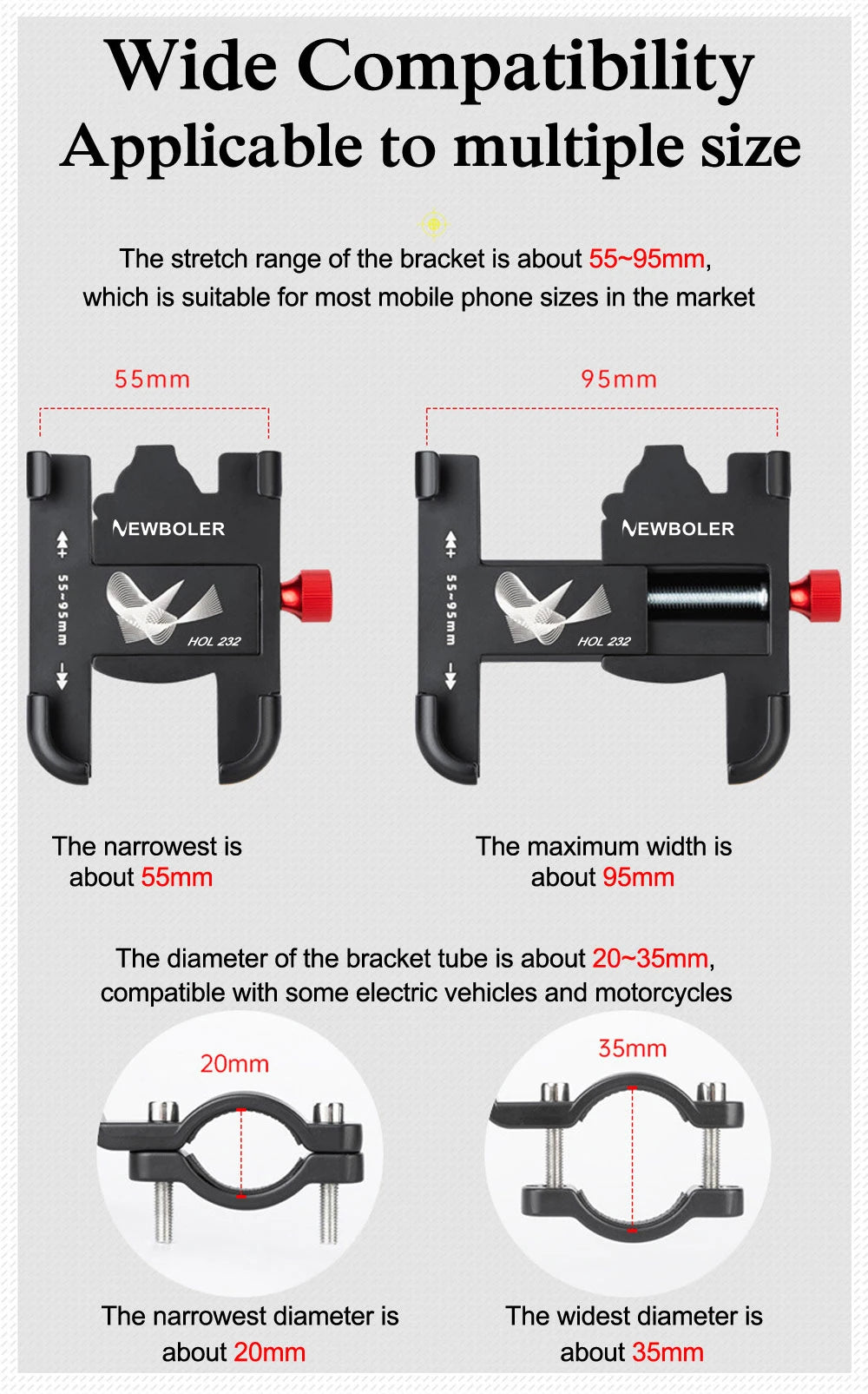 NEWBOLER MTB Phone Mount Stand Bicycle Holder 360° Rotatable Aluminum Adjustable Bike Phone Holder Non-slip Cycling Bracke Beauty World Shop