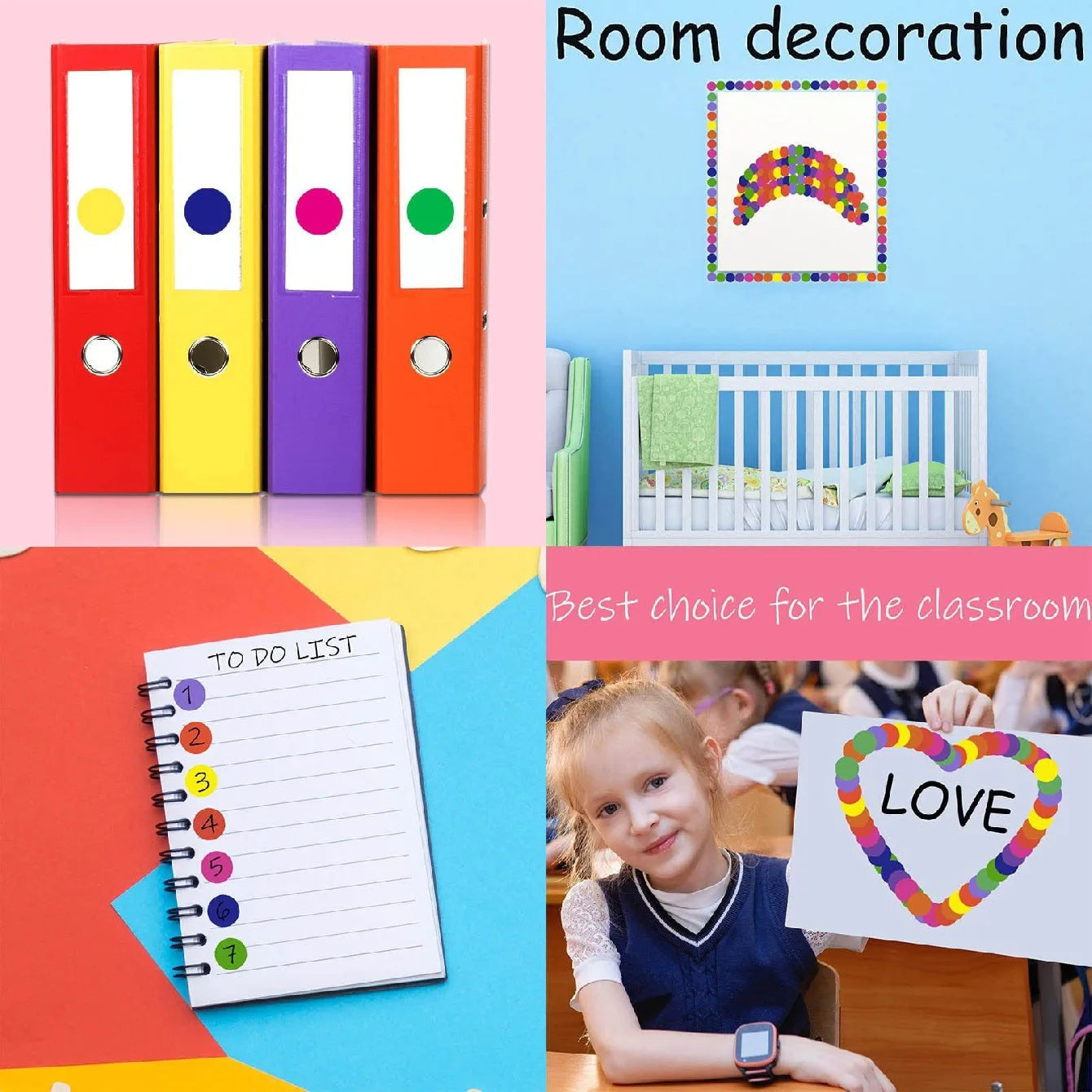 350-700pcs 10 Colors Colorful Dot Glue Stickers, Round Label Paper Round White Circle Round Code Sticker Self-adhesive Label Beauty World Shop