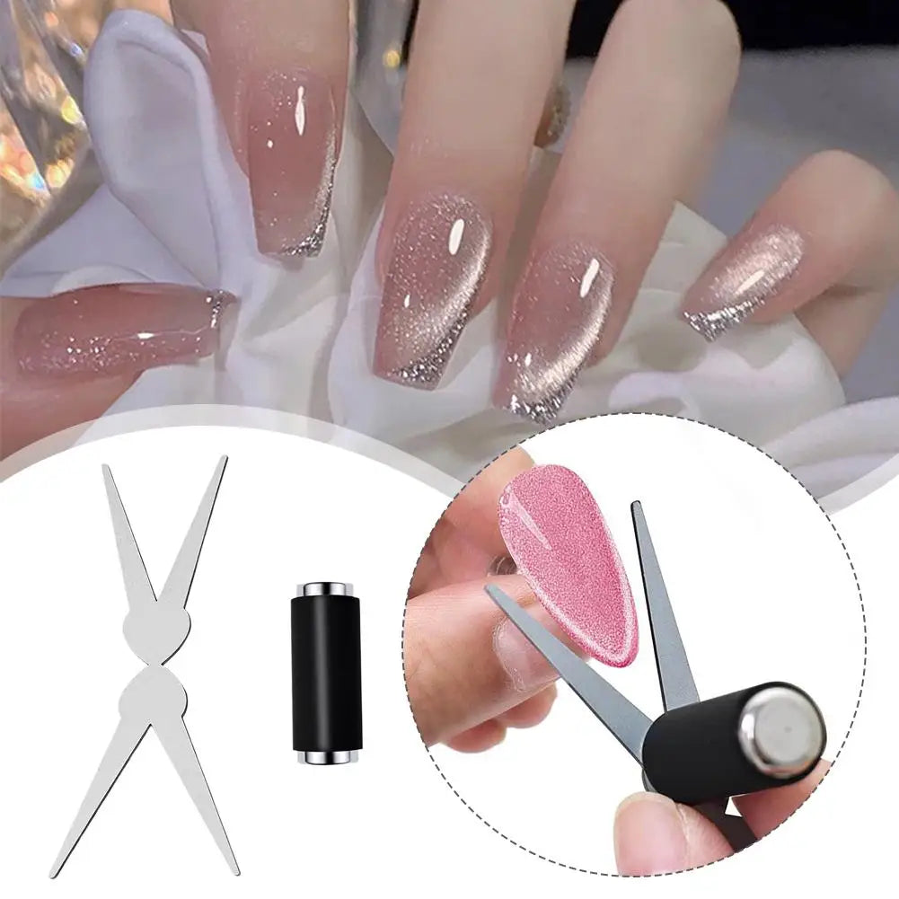 Double-head French Nail Art Magnet Set Cat Eye Magnetic Rod Combination Nail Art DIY V-Shaped Effect Gel Nail Polish Magnet Beauty Trend Shop