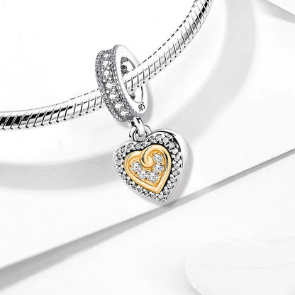 Shecharms 925 Sterling Silver Love Heart Firefly Golden Series Charms Fit DIY Making Bracelet Necklace High Quality Fine Jewelry Beauty World Shop