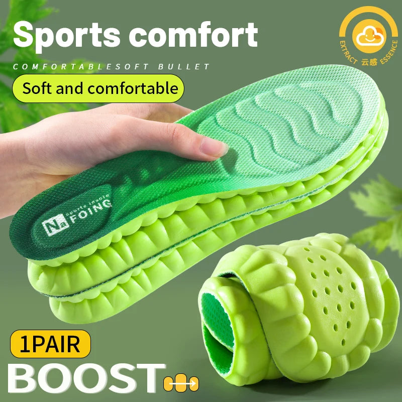 4D Cloud Technology Sports Insoles for Shoes PU Sole Soft Breathable Shock Absorption Cushion Running Orthopedic Care Insoles Beauty World Shop