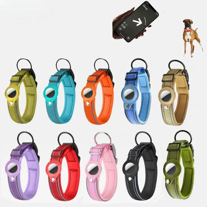 AirTag Dog Collar Reflective Dog Collar Padded Dog Collars AirTag Holder Case Adjustable Pet Collar for Small Medium Large Dogs