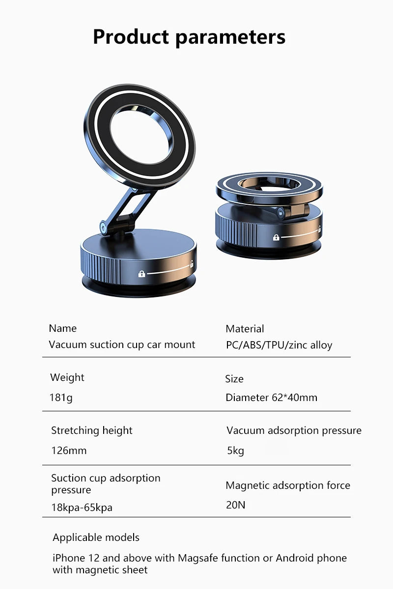 Super Strong Magnetic Phone Holder Foldable Design 360° Adjustable Vacuum Car Mount For Car Desk Bathroom Phone Holder Beauty World Shop