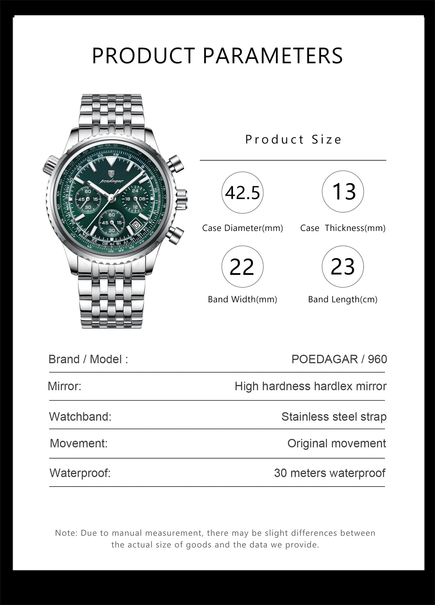 POEDAGAR Luxury Watches For Men Date Chronograph Stainless Steel Man Watch Waterproof Luminous Sport Military Men's Quartz Watch Beauty World Shop