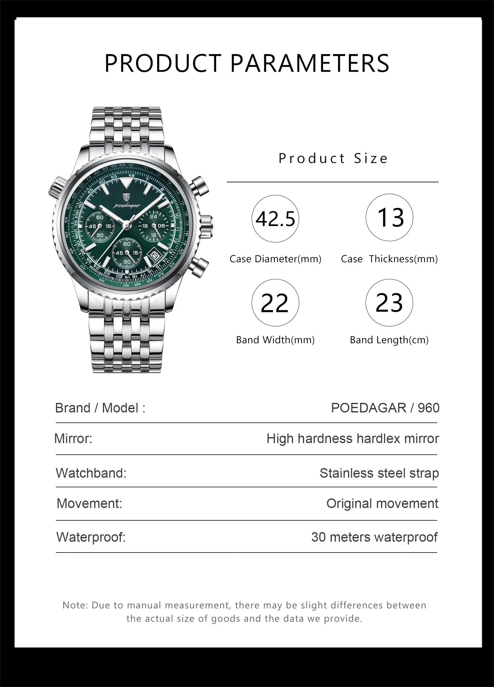 POEDAGAR Luxury Watches For Men Date Chronograph Stainless Steel Man Watch Waterproof Luminous Sport Military Men's Quartz Watch Beauty World Shop