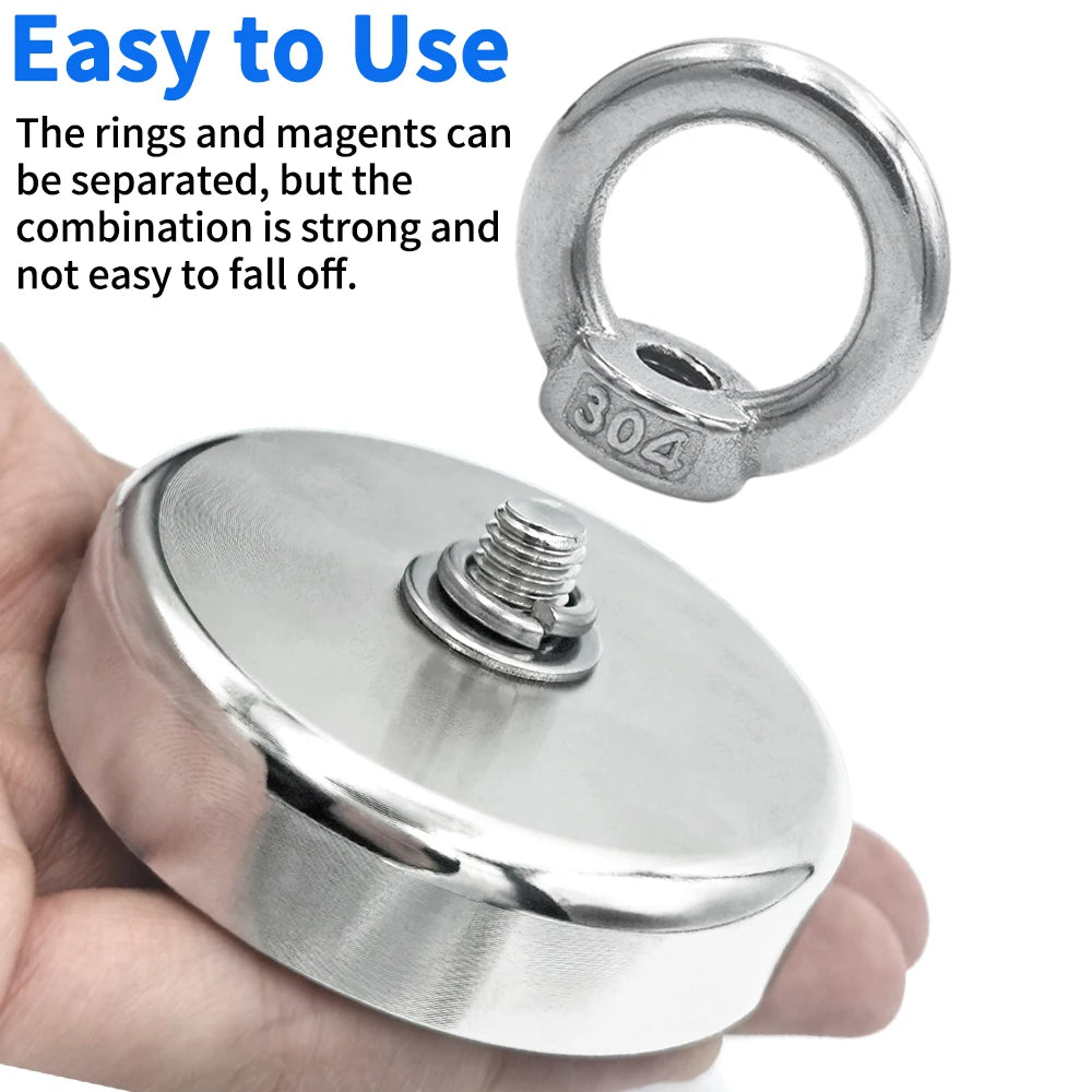 D16~D42mm Super Strong Neodymium Fishing Hook N52 Heavy Duty Rare Earth Neodymium with Countersunk Hole Eyebolt Salvage Magnetic Beauty World Shop