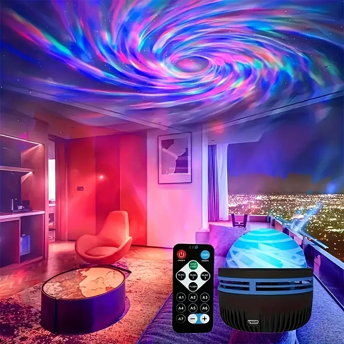 LED NightLights Galaxy Projector Remote Control 5V USB Rechargeable Starry Sky Lamp DMX Sound Active 7 Modes for Kids Room Decor Beauty World Shop