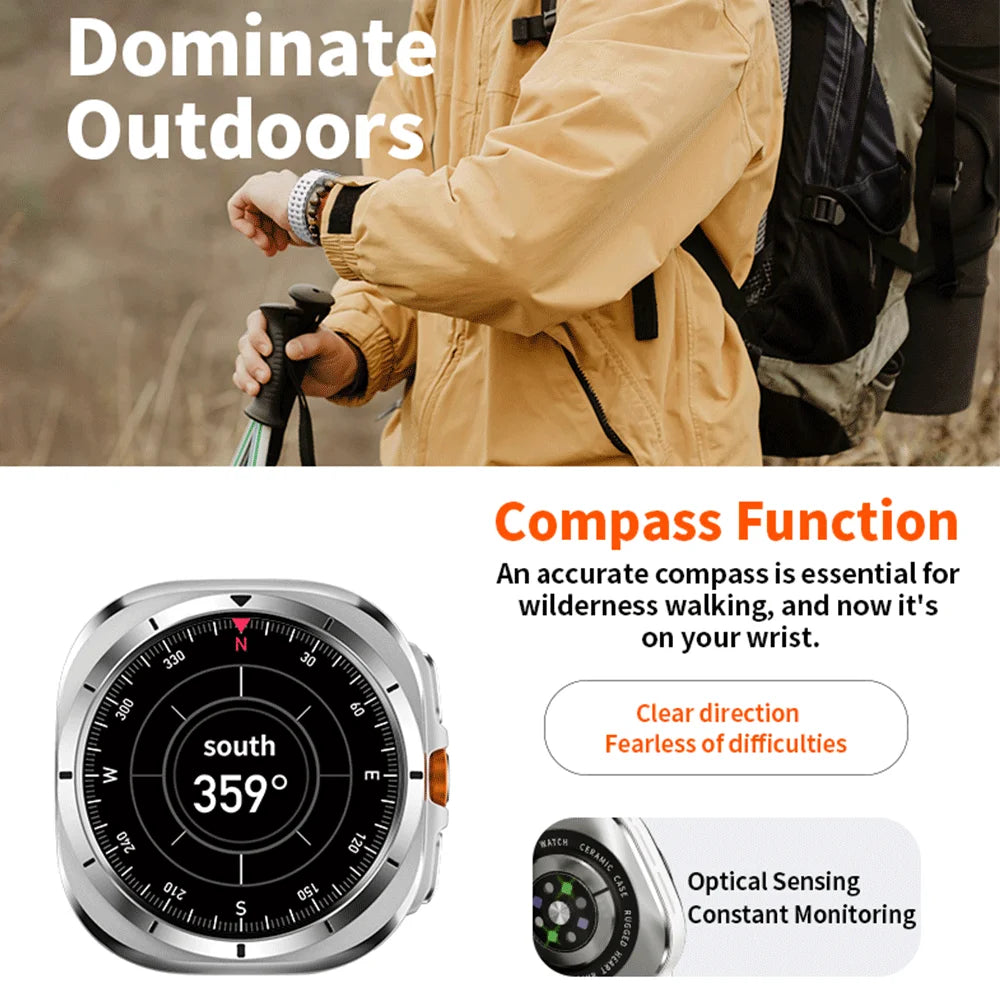 Smart Watch 8 Ultra 2025 Color Matching GPS Compass Smart Watch BT call NFC IP68 Waterproof 4GB Health monitoring Reduction 100% Beauty World Shop