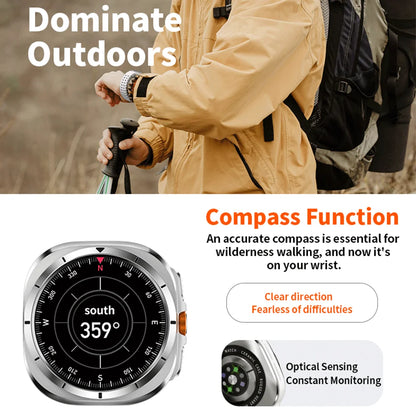 Smart Watch 8 Ultra 2025 Color Matching GPS Compass Smart Watch BT call NFC IP68 Waterproof 4GB Health monitoring Reduction 100% Beauty World Shop