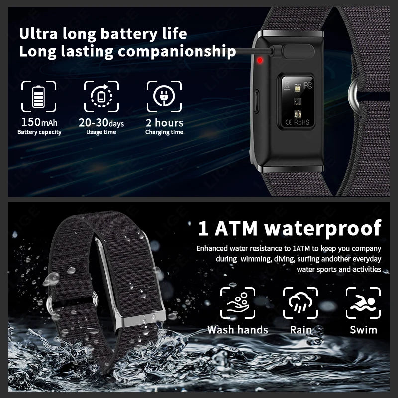LIGE No Screen Smart Watch Men's Sports Outdoors Fitness Heart Rate Monitor 1ATM Waterproof New Smartwatch For Andrio IOS 2025 Beauty World Shop
