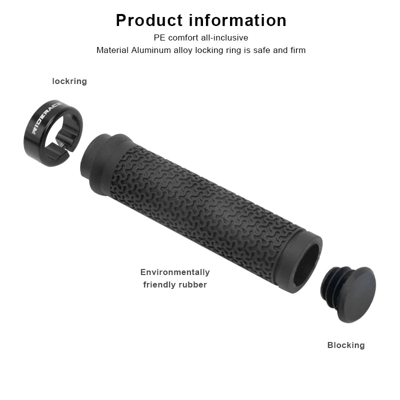 RIDERACE Bicycle Handle Bar Grips MTB Mountain Bike Single-sided Locking Handlebar Cover Rubber Non-slip Cycling Accessories Beauty World Shop