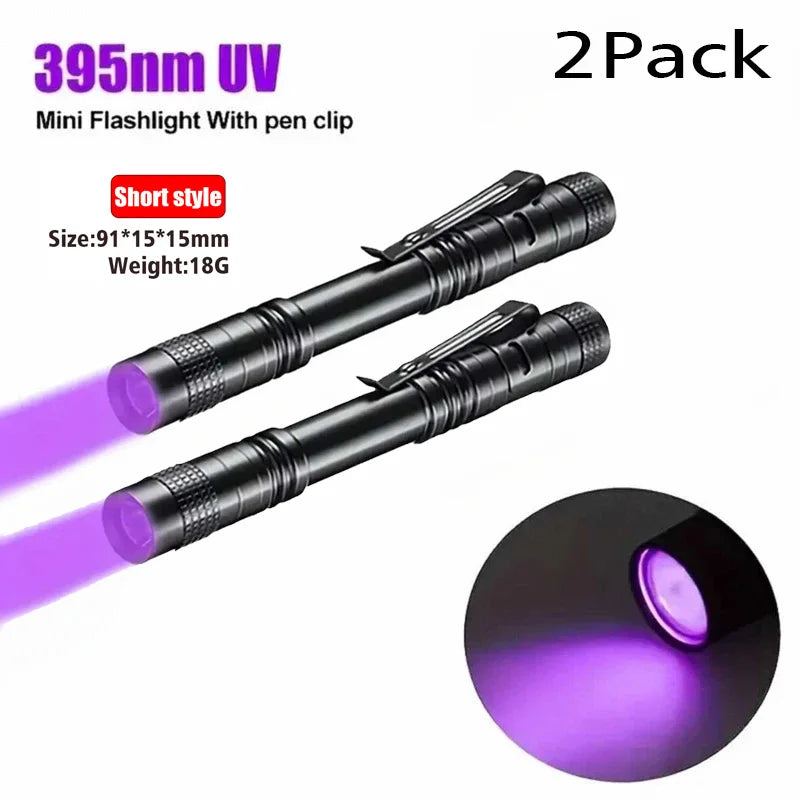 UV Flashlight 395nm Ultraviolet Torch With Pen Clip Portable AAA Batteries Used Violet Light Pet Urine Scorpion Detector UV Lamp Beauty World Shop