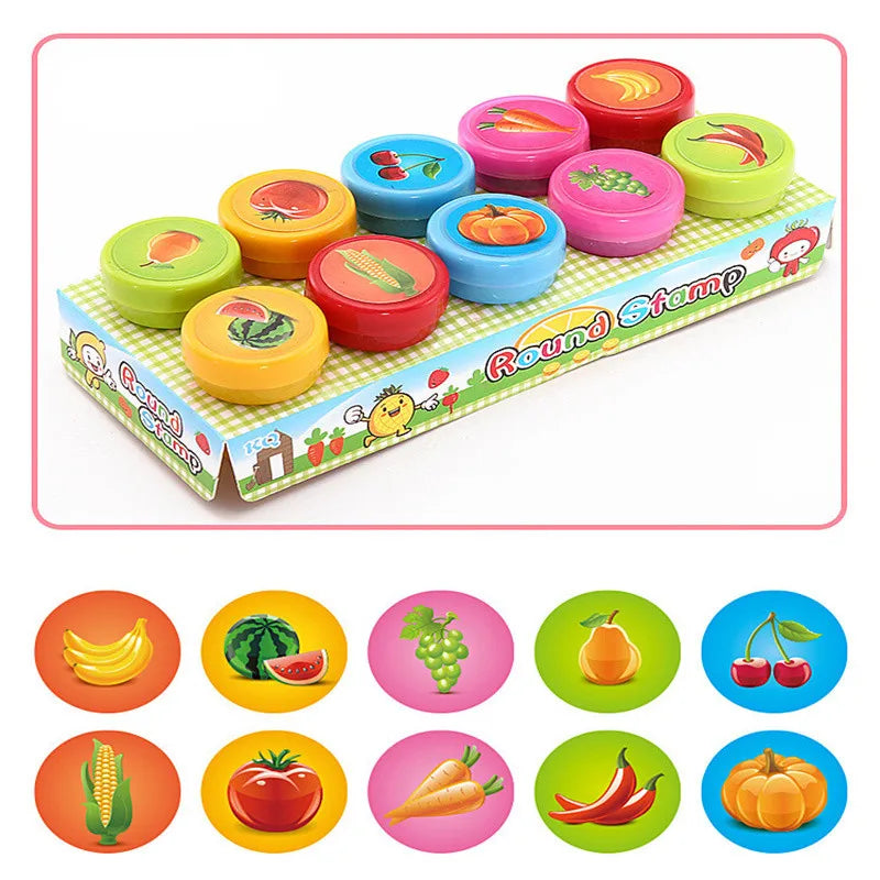10pcs Assorted Stamps for Kids Self-ink Stamps Children Toy Stamps Smiley Face Seal Scrapbooking DIY Painting Photo Album Decor Beauty Fashion