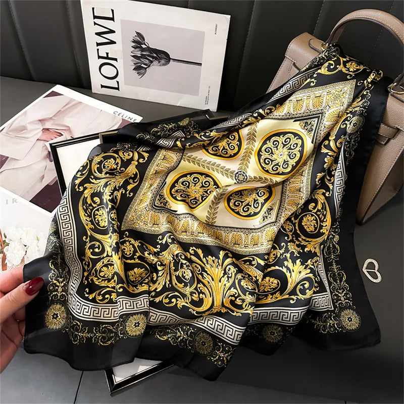 2025 New Fashion Luxury Printed Square Shawl Women 70x70cm Pashmina Silk Scarf Neck Headband Bandana Beauty World Shop