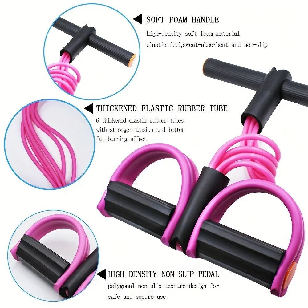 6-Tube Resistance Band, Multi-Functional Elastic Yoga Pull Rope for Arms, Legs, Waist & Abs, Durable Latex Fitness Equipment Beauty World Shop