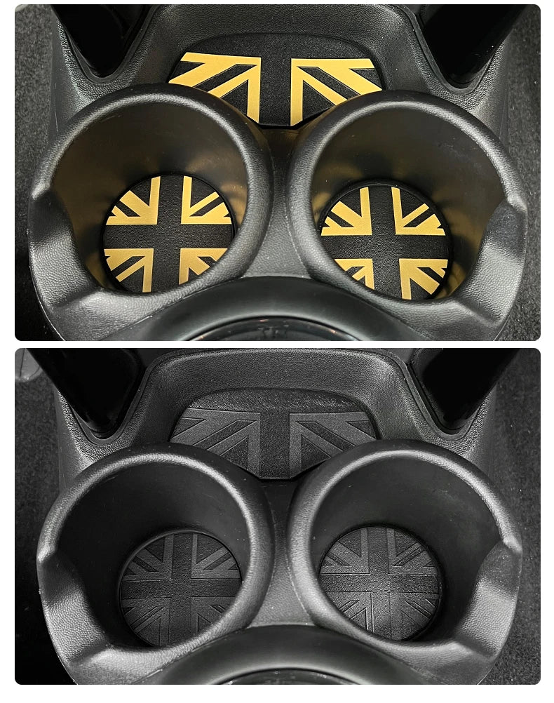Union Jack Coffee Cushion Storage Groove Protect Coaster Car Cup Anti Slip Pad Mat For MINI Cooper F55 F56 F54 F60 Accessories Beauty World Shop