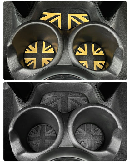 Union Jack Coffee Cushion Storage Groove Protect Coaster Car Cup Anti Slip Pad Mat For MINI Cooper F55 F56 F54 F60 Accessories Beauty World Shop