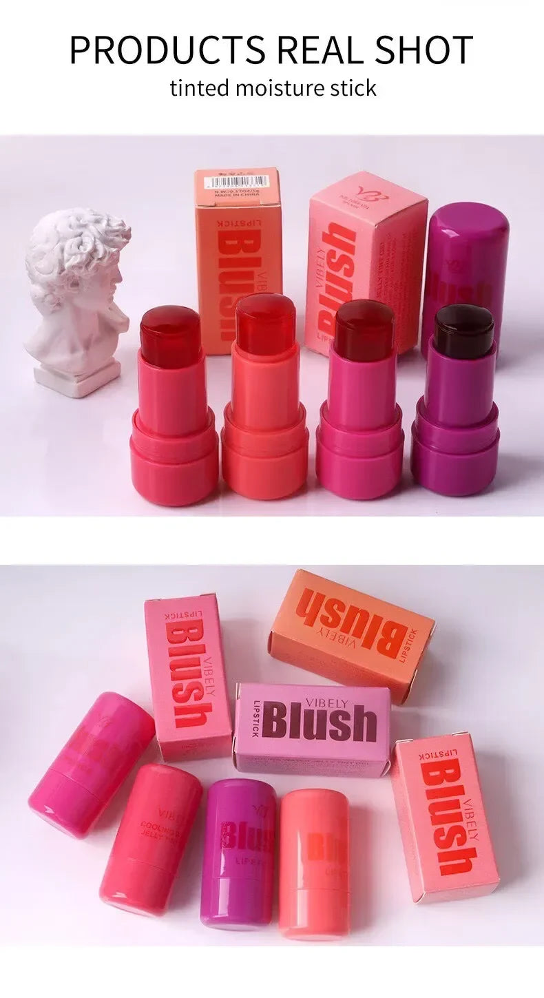 4 Colors Jelly Blush Stick Lip Balm Eyeshadow 3-in-1 Multi-Use Matte Blush Moisturize Brighten Lip Gloss Beauty Trend Shop