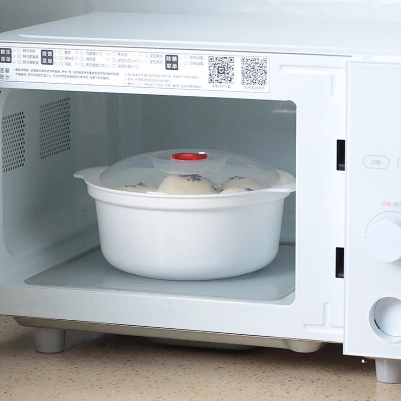 Microwave Oven Special Box Heated Soup Pot RiceSteamed Hot SteamedBuns with Lid Eco-friendly FoodGrade KitchenTool Beauty World Shop
