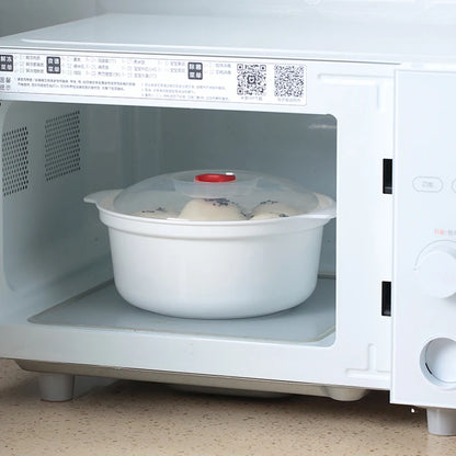 Microwave Oven Special Box Heated Soup Pot RiceSteamed Hot SteamedBuns with Lid Eco-friendly FoodGrade KitchenTool Beauty World Shop