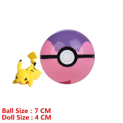Pokemon Pokeball With Cartoons Movie Anime Figure Pikachu Charmander Eevee Squirtle Vulpix Quality Pet Action Model Toys Gifts Beauty World Shop