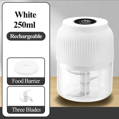 250ml Mini Wireless USB Rechargeable Electric Vegetable Chopper Garlic Crusher Food Chopper for Kitchen Gadgets for Garlic Beauty World Shop