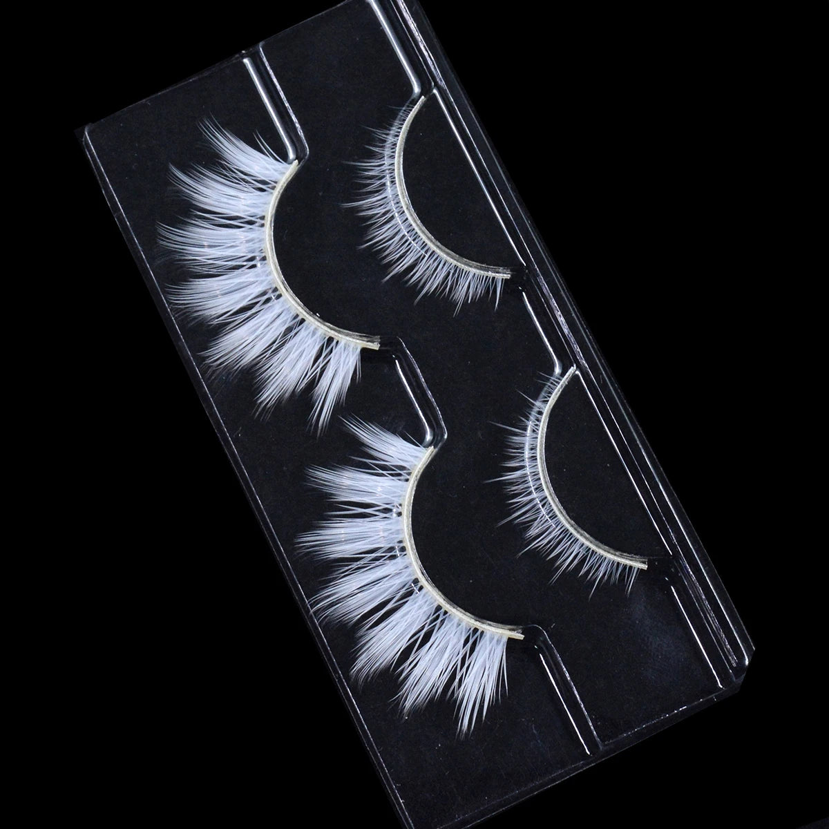 2 Pairs/cas 3D White Eyelashes Clear Band Snow Color Eye Lashes Cosplay Halloween Manga Lashes Makeup Up and Lower Bottom Lashes Beauty World Shop