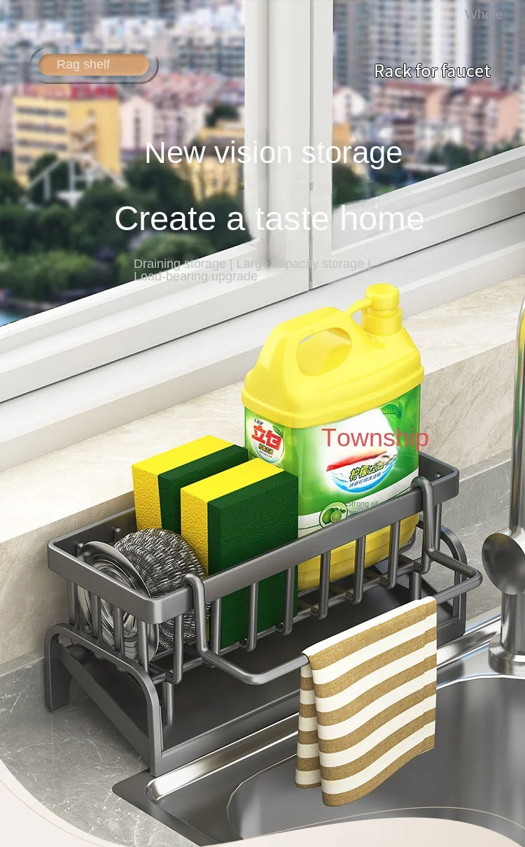 Kitchen Shelf Cleaning Cloth Storage Draining Rack Household Detergent Sponge Rack Water Sink Water Sink Water Sink Artifact Beauty World Shop