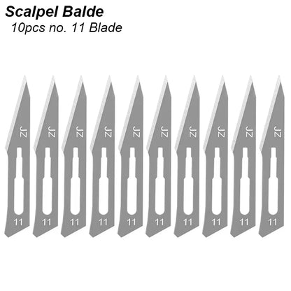 11 23 Scalpel Blade Set Metal Handle Stationery Steel Precision Craft Knife Cutter Wood Carve Stencil Box Open DIY Surgical Tool Beauty World Shop