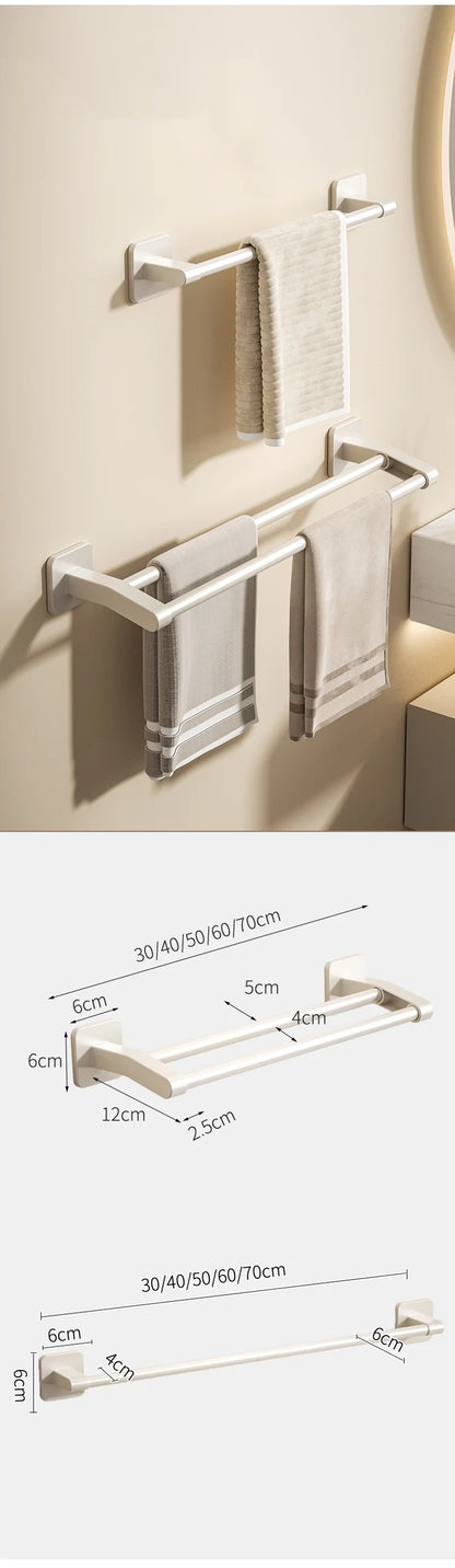 Self-adhesive Home Bathroom Towel Rack Holder Without Drilling Wall Mount Towel Shelf Kitchen Bathroom Accessories Towel Hanger Beauty World Shop