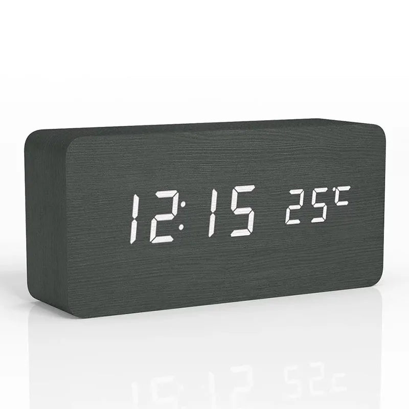 Wooden Digital Alarm Clock, LED Alarm Clock with Temperature Desk Clocks for Office,Bedside Clock Beauty World Shop