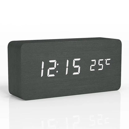 Wooden Digital Alarm Clock, LED Alarm Clock with Temperature Desk Clocks for Office,Bedside Clock Beauty World Shop