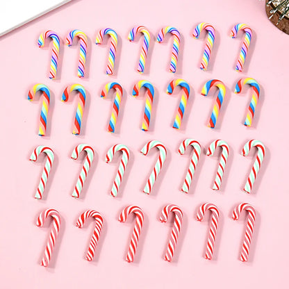 10/30/50Pcs Mini Candy Cane Christmas Decoration Red White Resin Candy DIY Crafts Xmas Pendant Navidad Home Decor 2025 New Year Beauty World Shop