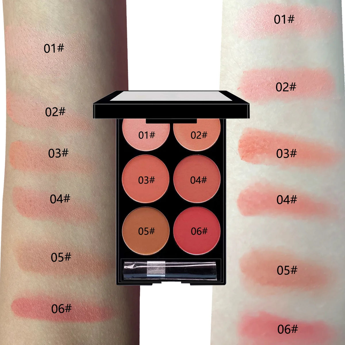 6-Color Blush and Contouring All-in-One Palette, Pearlescent Matte Powder Makeup Palette Beauty World Shop