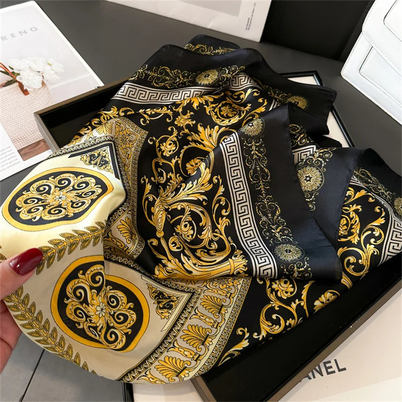2025 New Fashion Luxury Printed Square Shawl Women 70x70cm Pashmina Silk Scarf Neck Headband Bandana Beauty World Shop