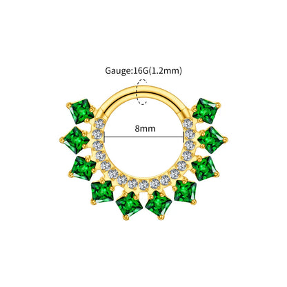 Right Grand ASTM F136 Titanium 16G CZ Hinged Clicker Segment Hoop Ring 8mm/10mm Daith Helix Earring Septum Nose Piercing Jewelry Beauty World Shop