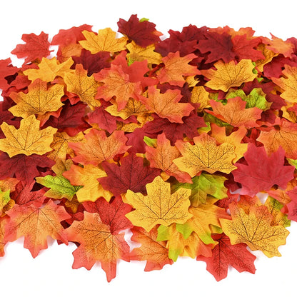 50/200Pcs Artificial Maple Leaves Autumn Silk Fall Leaf For Thanksgiving Halloween Christmas Home Decoration Wedding Party Craft Beauty World Shop