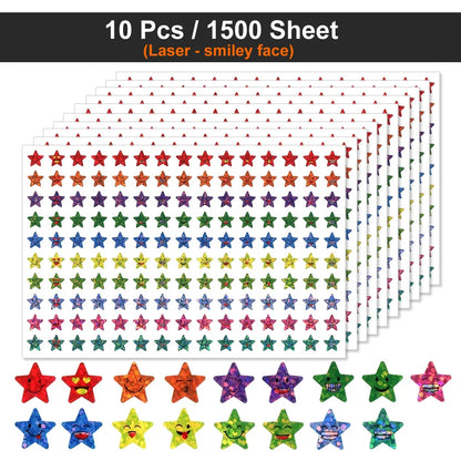 450-3000 Sheet Happy Face Stars Reward Sign Stickers Pack DIY Skateboard Suitcase Stationery Decals Decor Phone Laptop Gift Toys Beauty World Shop