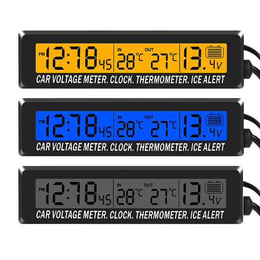 4 in 1 Clock Calendar Thermomete Car Multi-Function Color Screen Voltage With LCD Time Date In-Car Outdoor Temperature Display Beauty World Shop