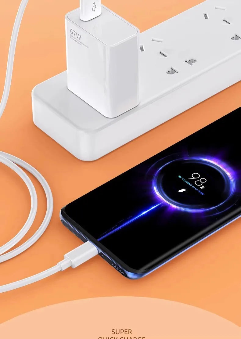67W USB Fast Charger for xiaomi 14 13 12 11 10 Ultra Note 12T 13 Pro Turbo Quick Charge Type C USB Charging Cable Beauty World Shop