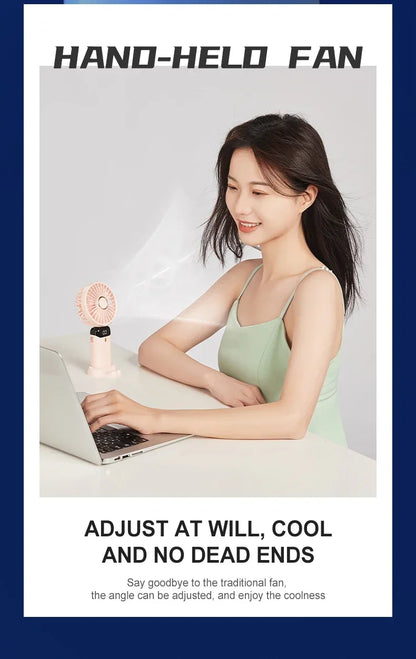 Handheld Mini Fan Foldable Portable Neck Hanging Fans 5 Speed USB Rechargeable Fan with Phone Stand and Display Screen 1800mAh Beauty World Shop