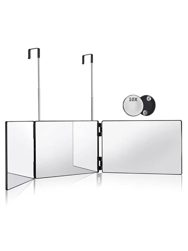 360° Viewing Makeup Mirror for Hair Cutting Travel Portable Self Haircut Mirror with Adjustable Hooks for Shaving, Hair Styling Beauty World Shop