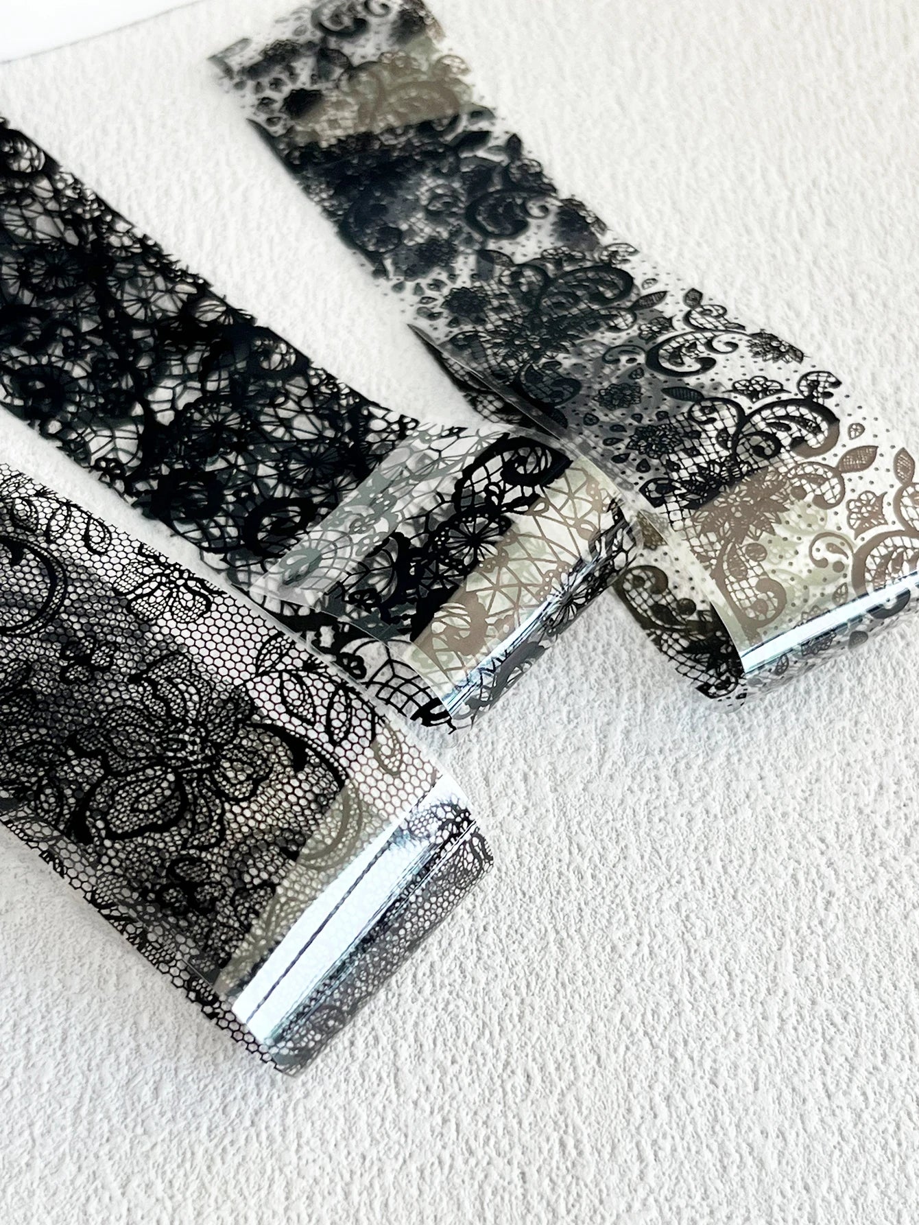 10 Sheets Lace Nail Foil White & Black Nail Stickers Design Transfer Foils Starry Sky Paper Nail Art Foil Decals for Nails Salon Beauty World Shop
