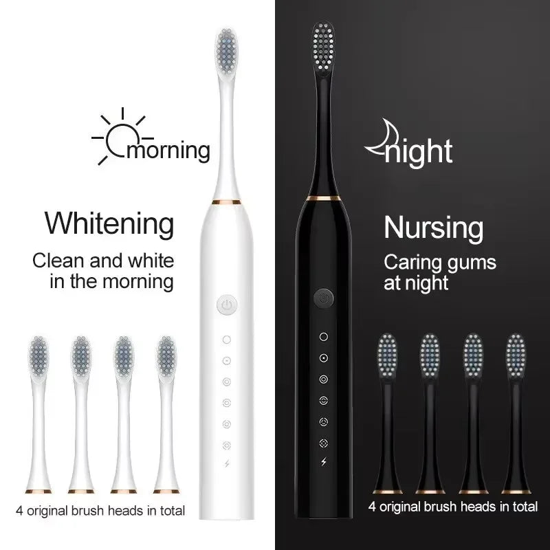 Electric Ultrasonic Toothbrush Six Speed Mode Home Soft Hair USB Charging Waterproof Adult Tooth Cleaner Automatic Couple Set Beauty World Shop