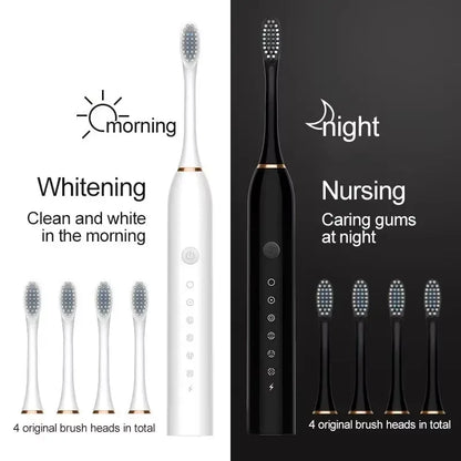 Electric Ultrasonic Toothbrush Six Speed Mode Home Soft Hair USB Charging Waterproof Adult Tooth Cleaner Automatic Couple Set Beauty World Shop